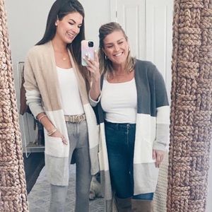 cozy color block cardigan sweater